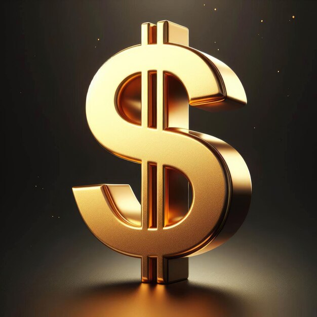 Photo gleaming gold dollar symbol standing bold on dark backdrop ai