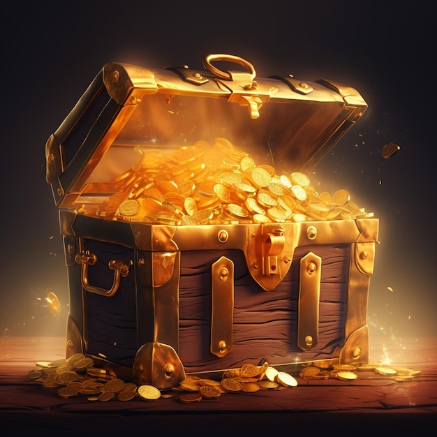 Gleaming Gold Treasure Chest Design