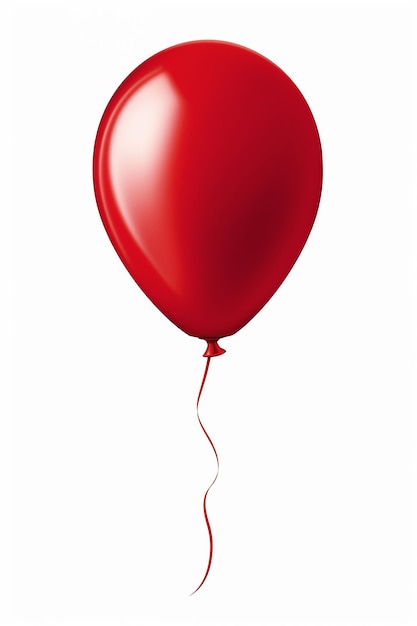 Блестящий реализм Металлический красный воздушный шар на белом фоне