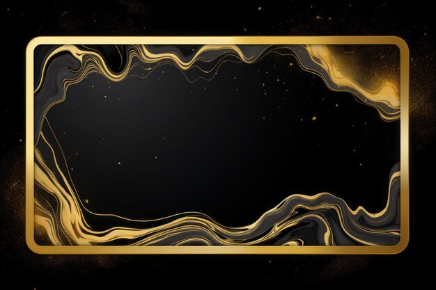 Gleaming rectangular gold frame amidst captivating abstract liquid background vector ar 32