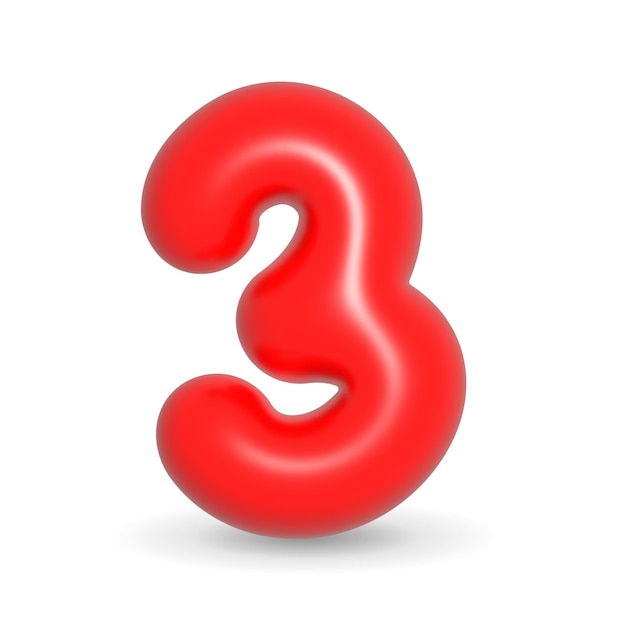 Gleaming red balloon digit three 3d realistic design element For Sales