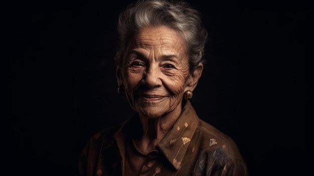 Gleeful Senior Adult Smiling Headshot генеративный ИИ