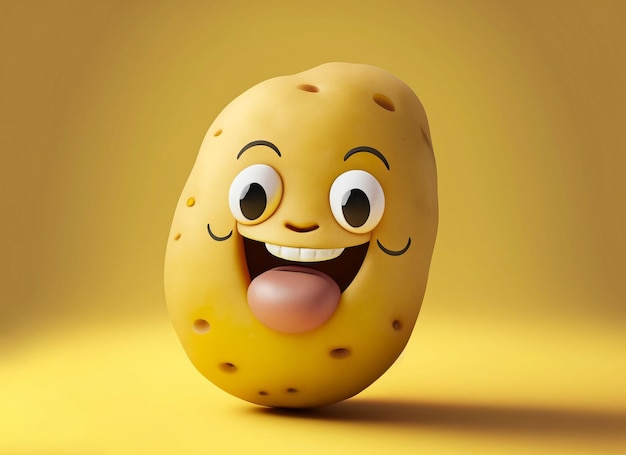 Glimlach Aardappel Op Gele Achtergrond Wereld Glimlach Dag