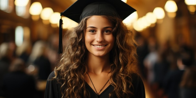 Foto glimlachend afgestudeerd meisje in academische regalia