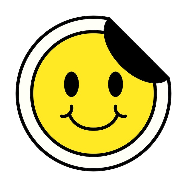 Glimlachend gezicht sticker png icoon lijn kunstontwerp transparante achtergrond