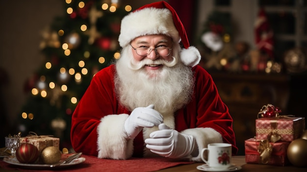 Glimlachend hoofd van de Kerstman Kerstman hoofd met rode hoed en witte baard Geïsoleerd op wit Ruimte voor tekst uitknippad Vrolijk kerstfeest en fijne feestdagen Hoge kwaliteit foto