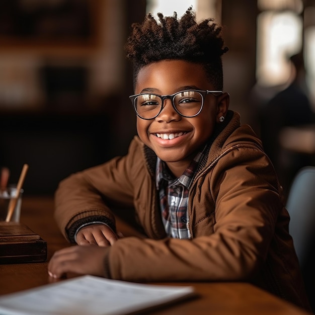 Glimlachend kind schooljongen Generatieve AI