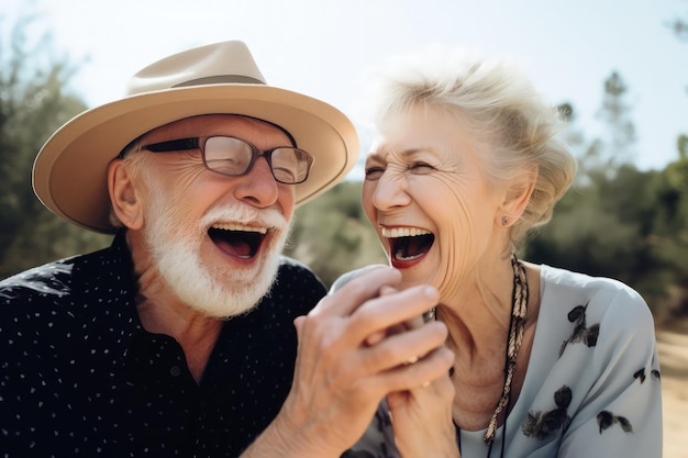 Foto glimlachend oudere stel een gezonde relatie