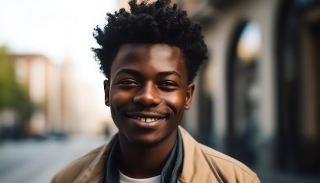 Glimlachende Afro-Amerikaanse man die naar de camera kijkt