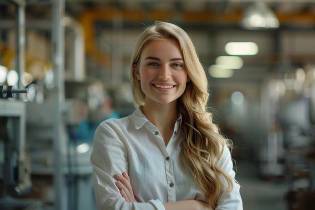 Glimlachende jonge persoon die samen staat portret van personeel binnen moderne JOB glimlachend naar de camera