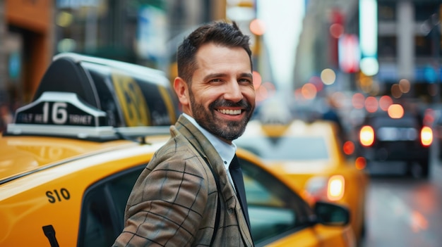 Glimlachende man in New York City