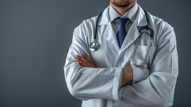 Glimlachende mannelijke arts in een gezondheidszorgconceptportret