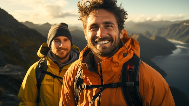 Glimlachende mannen genieten van sporten in de open lucht en stralen zelfvertrouwen uit