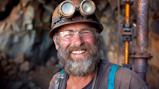 Foto glimlachende mijnmachineoperator en ingenieur