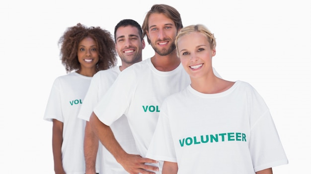 Glimlachende vrijwilligersgroep