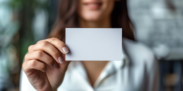 Glimlachende vrouw met een kortingskaart