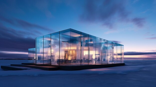 Glimmers of ice and light unfolding iceland's modern glass structure
