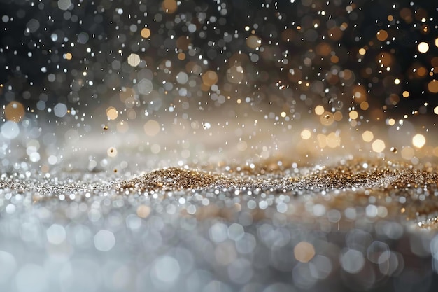 Glinsterend gouden stof met witte gloeiende bokeh lichten