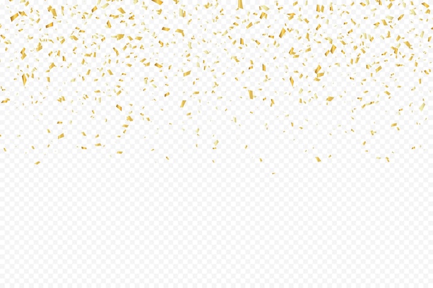 Glinsterende confetti op een transparante achtergrond Gouden confetti