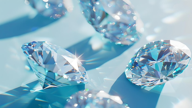 Glinsterende diamanten op een reflecterend oppervlak elegante luxe en tijdloze stijl perfect voor highend sieraden promoties AI