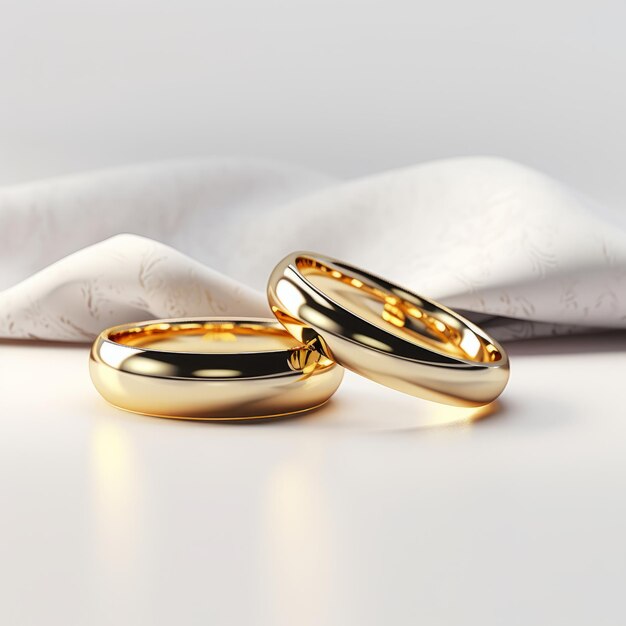 Foto glinsterende elegantie een eenvoudige gouden ring op een witte tafel