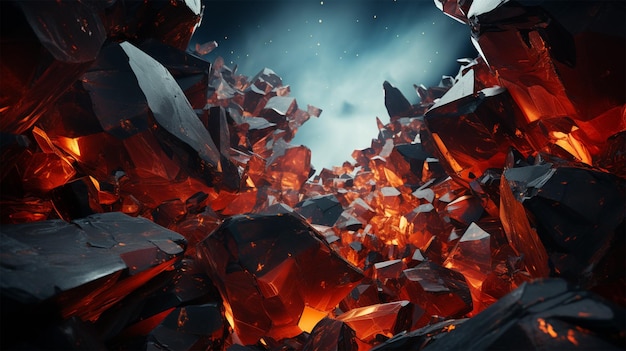 Glinsterende en glanzende rode kristallen achtergrond voor grafische compositie