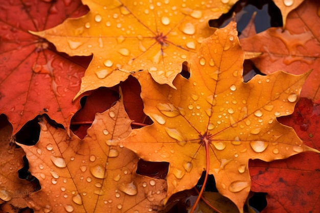 Glinsterende herfst Intiem uitzicht op ontkissed esdoorn bladeren AR 32