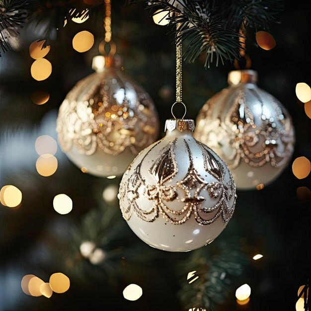 Glinsterende ornamenten op een kerstboom