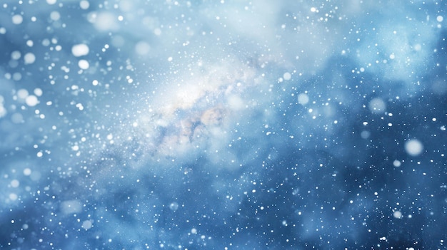 Foto glinsterende sterren en gloeiende deeltjes in een mystiek blauw sterrenstelsel