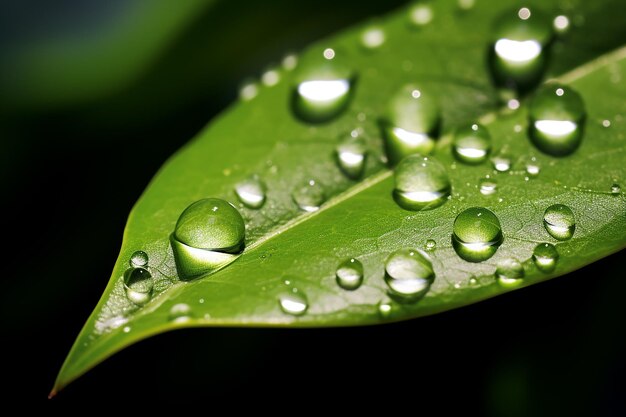 Glistening Beauty CloseUp of Water Droplets on Leaf