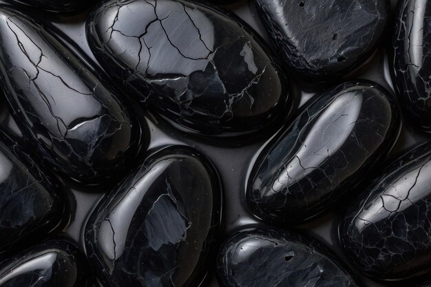 Photo glistening black stone texture