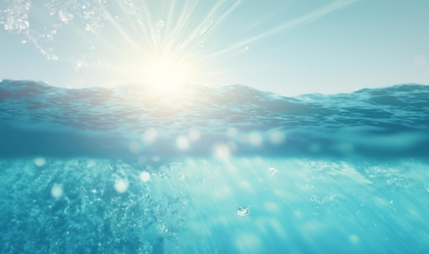 スイミング プールの日光の反射で輝く青い水面