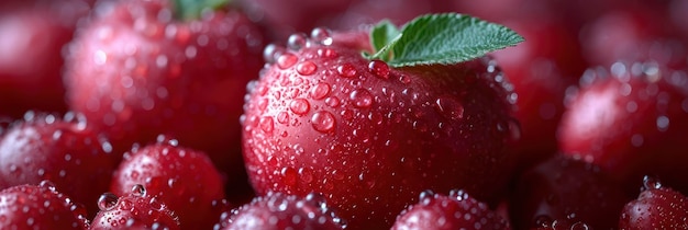 Glistening DewCovered Fresh Red Apple Background Image