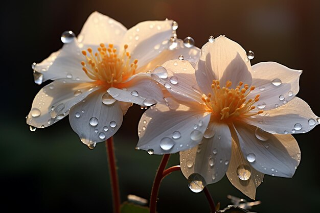 Glistening Dewdrops on Delicate Petals Nature's Beauty