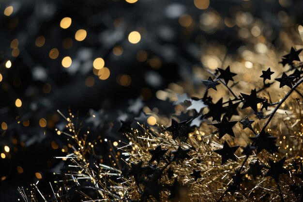 Glistening Golden Starry Tinsel Background