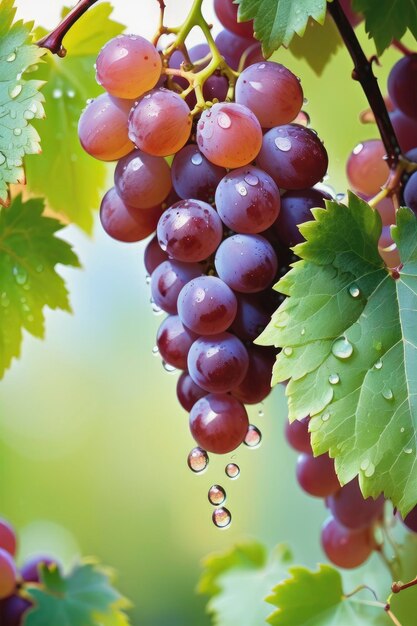 Glistening Grape on Branch DewKissed Freshness