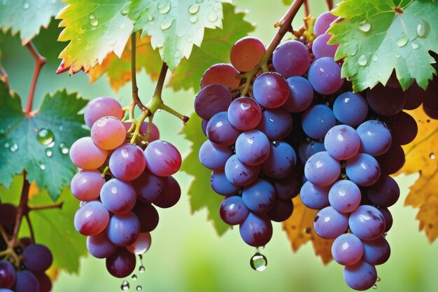 Glistening Grape on Branch DewKissed Freshness