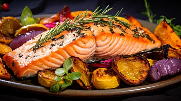 Glistening Grilled Salmon CloseUp