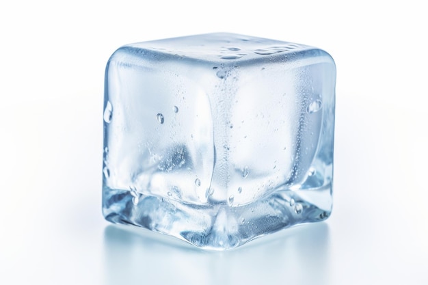 Блестящий кубик льда освежающий летний мираж на белой или чистой поверхности PNG прозрачный фон