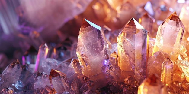 Glistening Marvel CloseUp of a Beautiful and Shiny Quartz Crystal Illuminating its Mesmerizing Brilliance in a Captivating Background