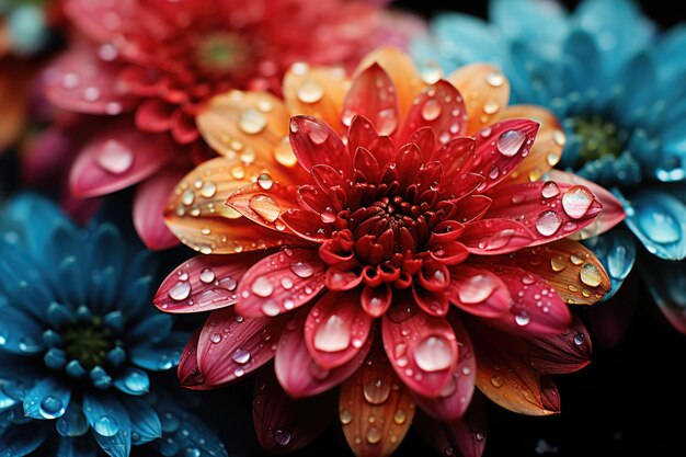 Photo glistening raindrops on a vibrant flower petal