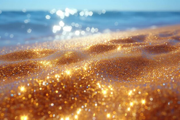 Foto la consistenza luccicante della sabbia evoca la calma serenità della spiaggia e il calore della luce solare