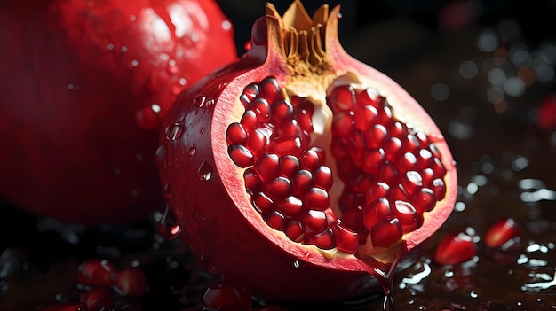 the glistening seeds of a pomegranate