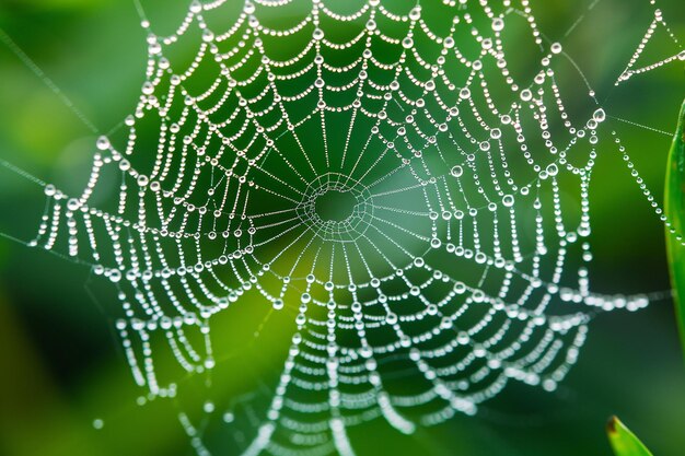 Photo glistening spider web