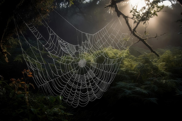 Glistening spider webs Generate Ai