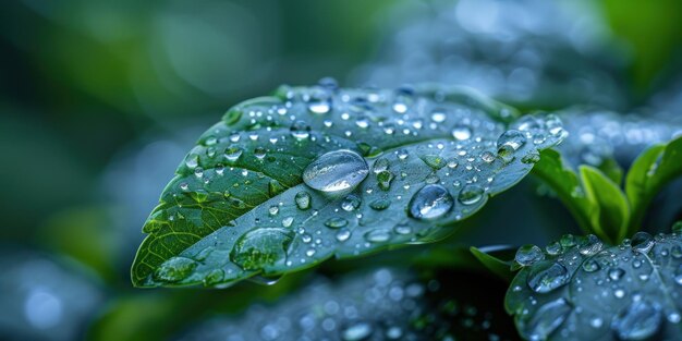 Glistening Water Droplets Adorning Verdant Leaf