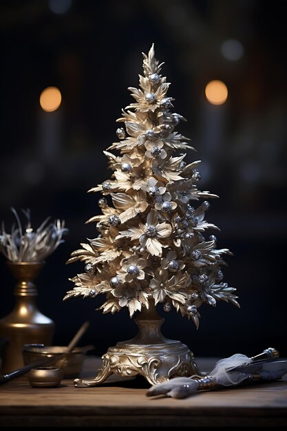 Premium Photo  Glistening Wonderland A Silver Decorated Christmas Tree Illuminating the Holiday 