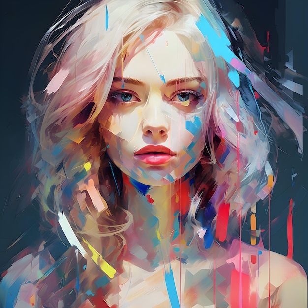 Glitch art of beautiful girl