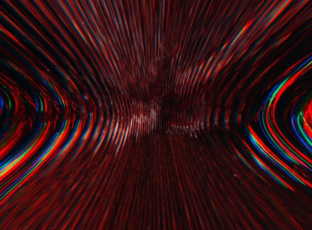 Glitch art kleurvervorming neon rood zwarte rondingen