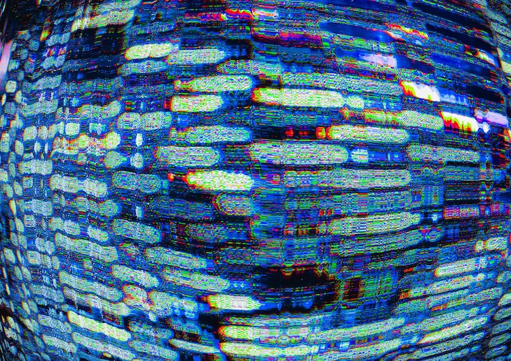 Photo glitch art transmission error pixel static noise